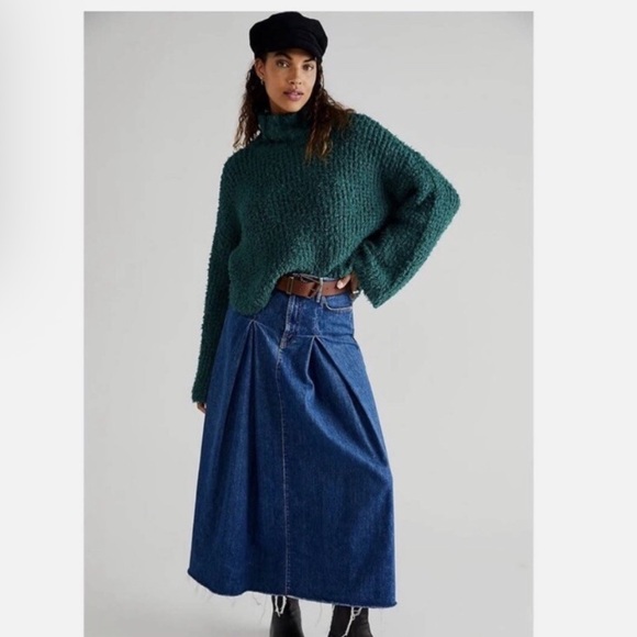 Free People Canyon Green Fuzzy Turtleneck Pullover Sweater - Picture 3 of 10